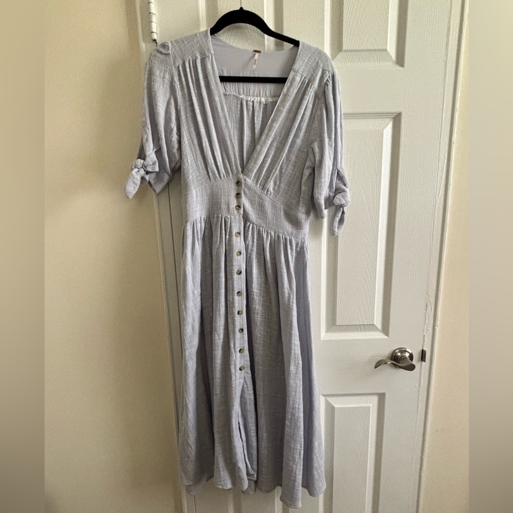 Free People sexy and elegant Light Blue Button-Down Dress